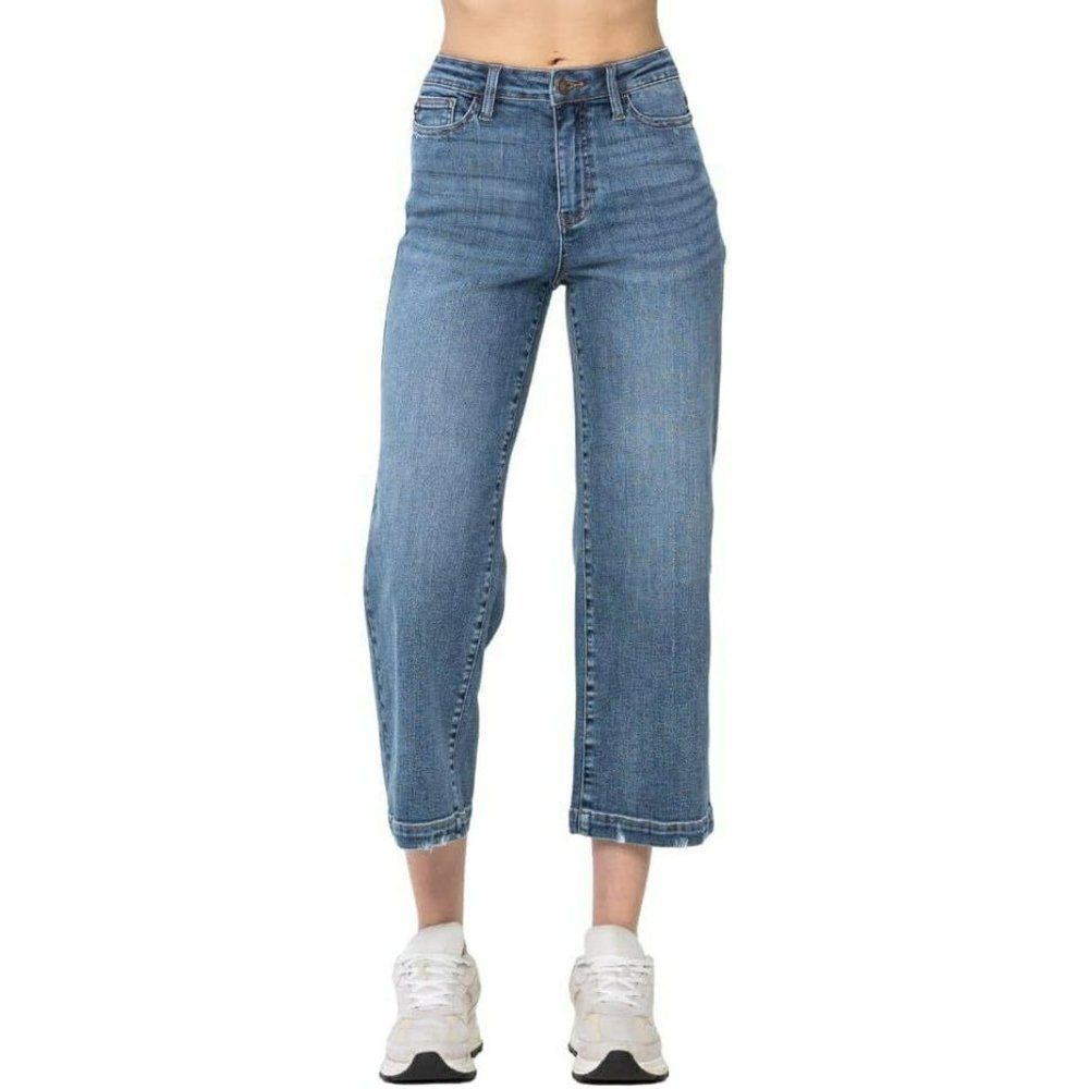 Judy Blue High Waist Vintage Wash Wide Leg Crop Denim 88592
